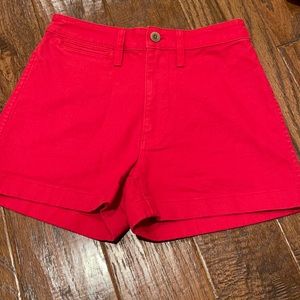 Red Jean Shorts/ Trendy